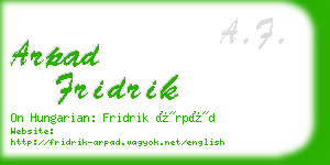 arpad fridrik business card